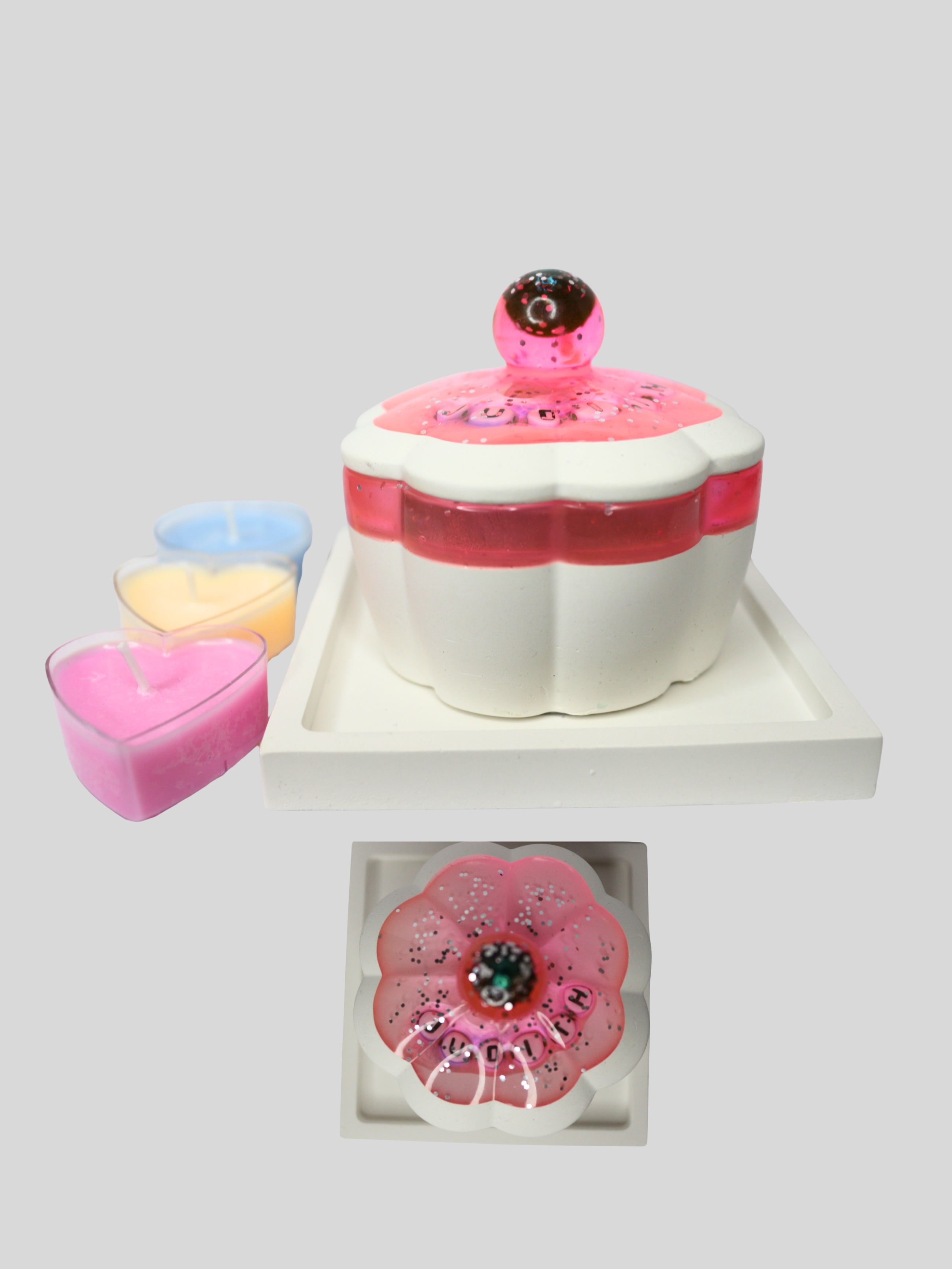 Customizable Multipurpose Fancy Jar + 3 scented tealight candles