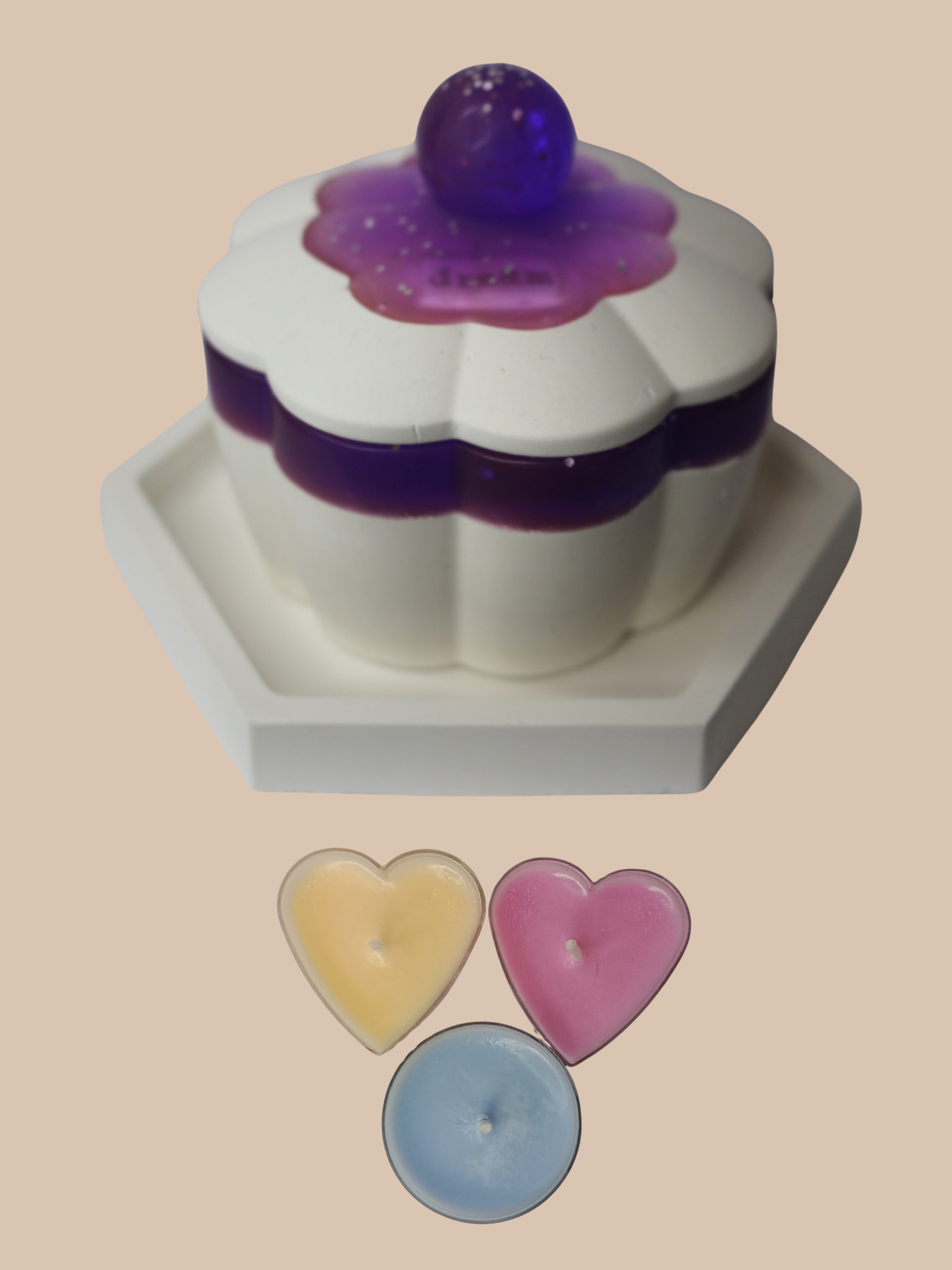 Multipurpose Fancy Jar + 3 scented tealight candles