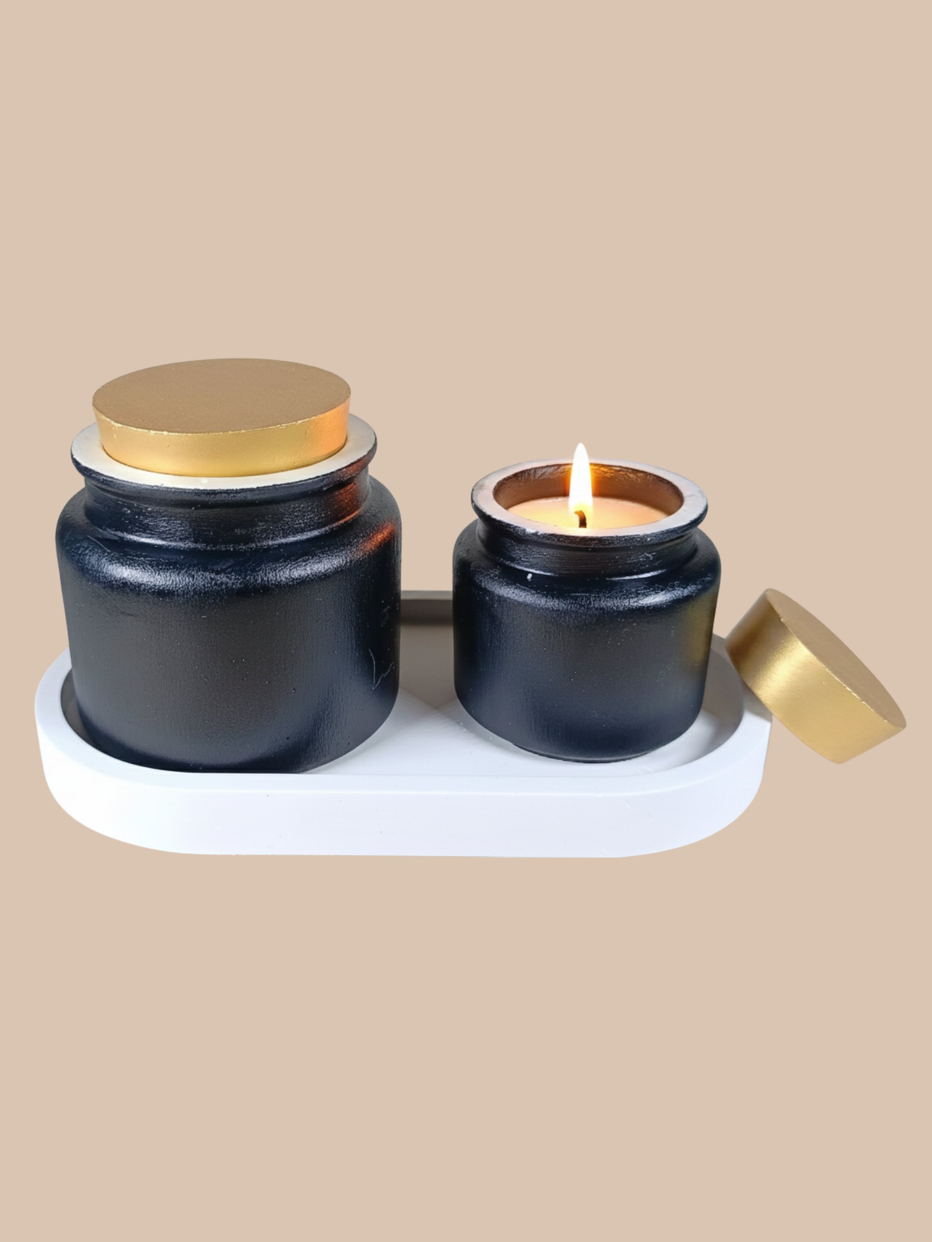 2 jars of Scented Candles (100ml and 50ml) + 1 Tray