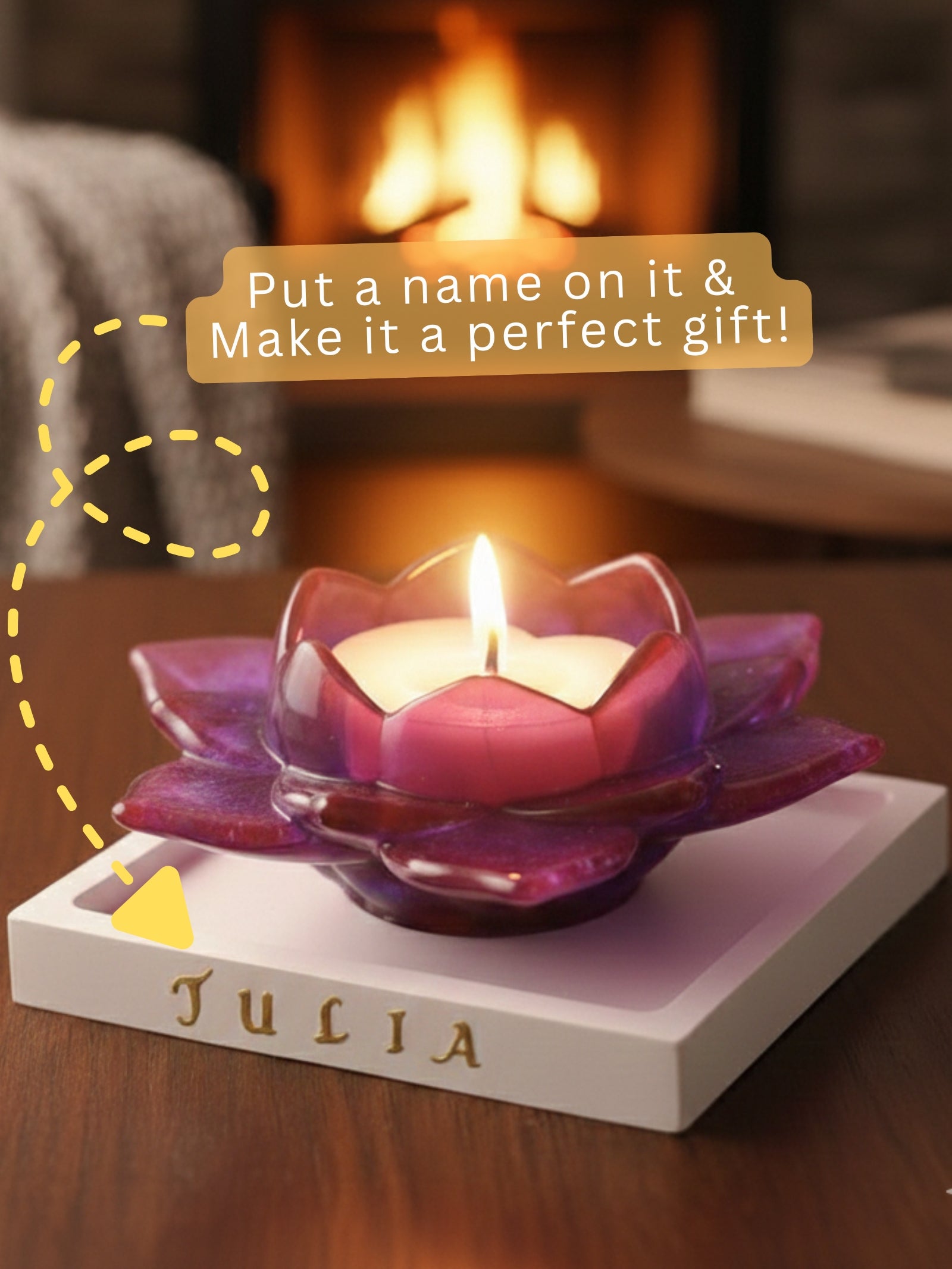 Customized Lotus Tealight Candle Holder + Tray