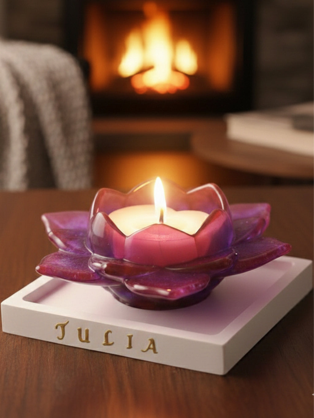 Customized Lotus Tealight Candle Holder + Tray